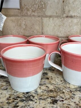 Royal Doulton Coral and White Ceramic Mugs - Set